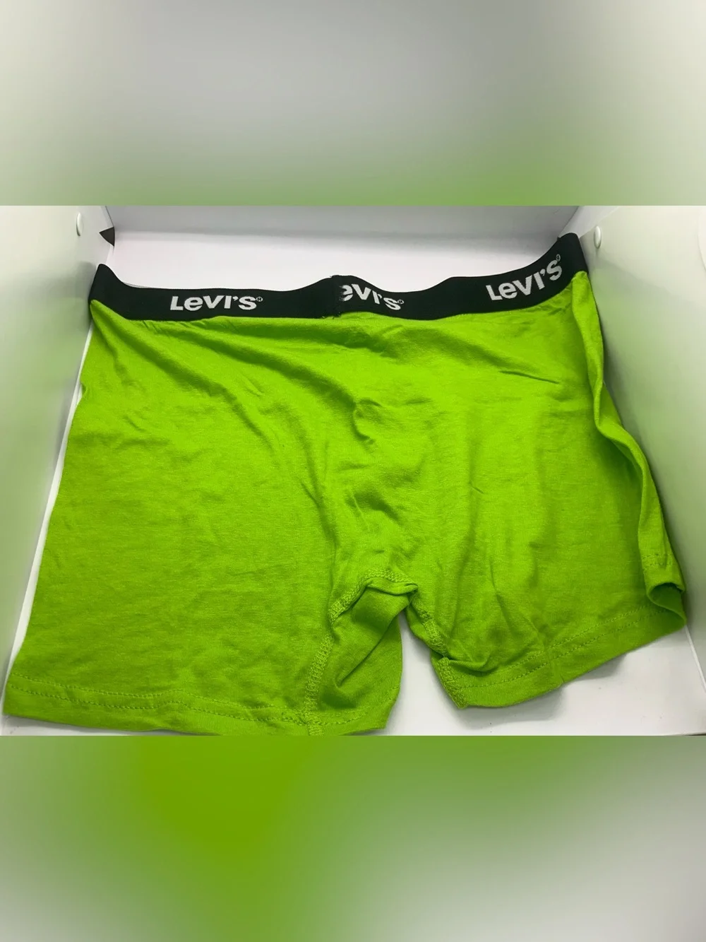 Levi's Men's Bright Green Stretch Boxer Briefs with Black Logo Waistband